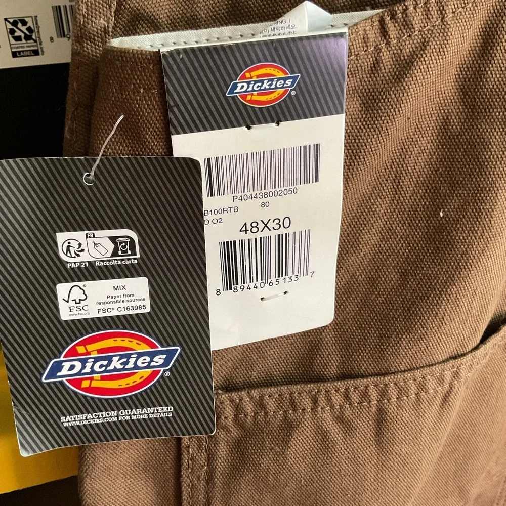 Dickies Mens Brown Duck Canvas Bib Overalls Workwear 48x30
